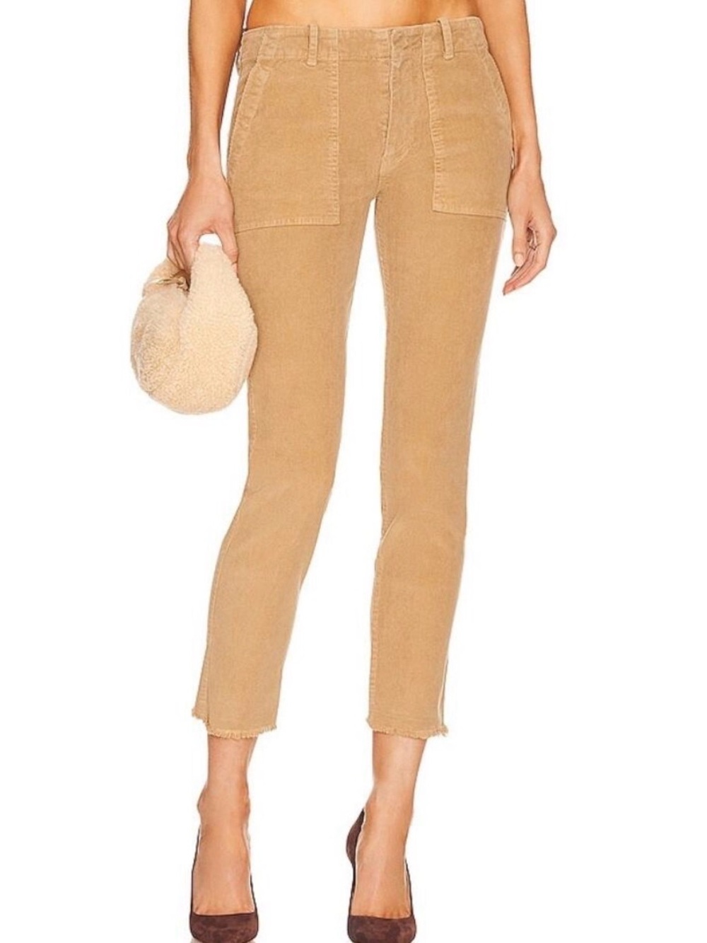 Nili Lotan Cropped Corduroy Utility Pants in Brown